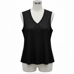 Banana Republic Black Embroidered V-Neck Sleeveless Top – Size Large